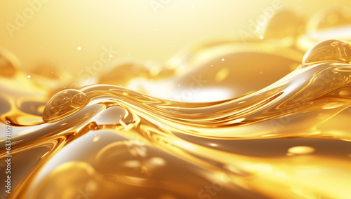 serum bubble gold background for cosmetics product. Generated with AI