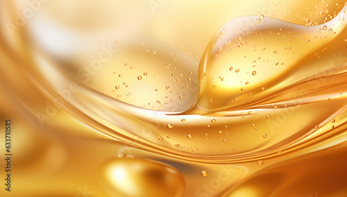serum bubble gold background for cosmetics product. Generated with AI