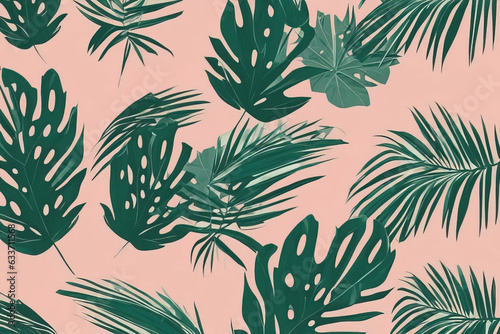 seamless pattern with tropical palm leaves