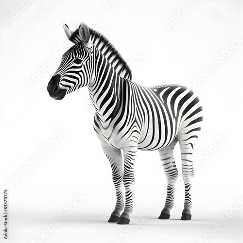 Young male zebra isolated on white background.