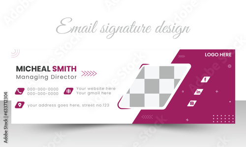 Minimalist Corporate business email signature or email footer template design, personal social media cover.