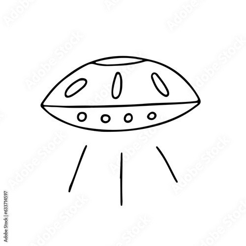 Hand drawn ufo vector illustration. Isolated on white background