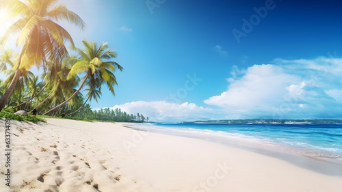 Tropical beach with sand summer holiday background 