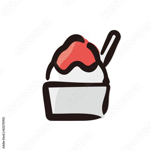 Shaved ice - Food icon/illustration (Hand-drawn line, colored version)