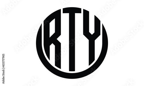 RTY shield in circle logo design vector template. lettermrk, wordmark, monogram symbol on white background.	