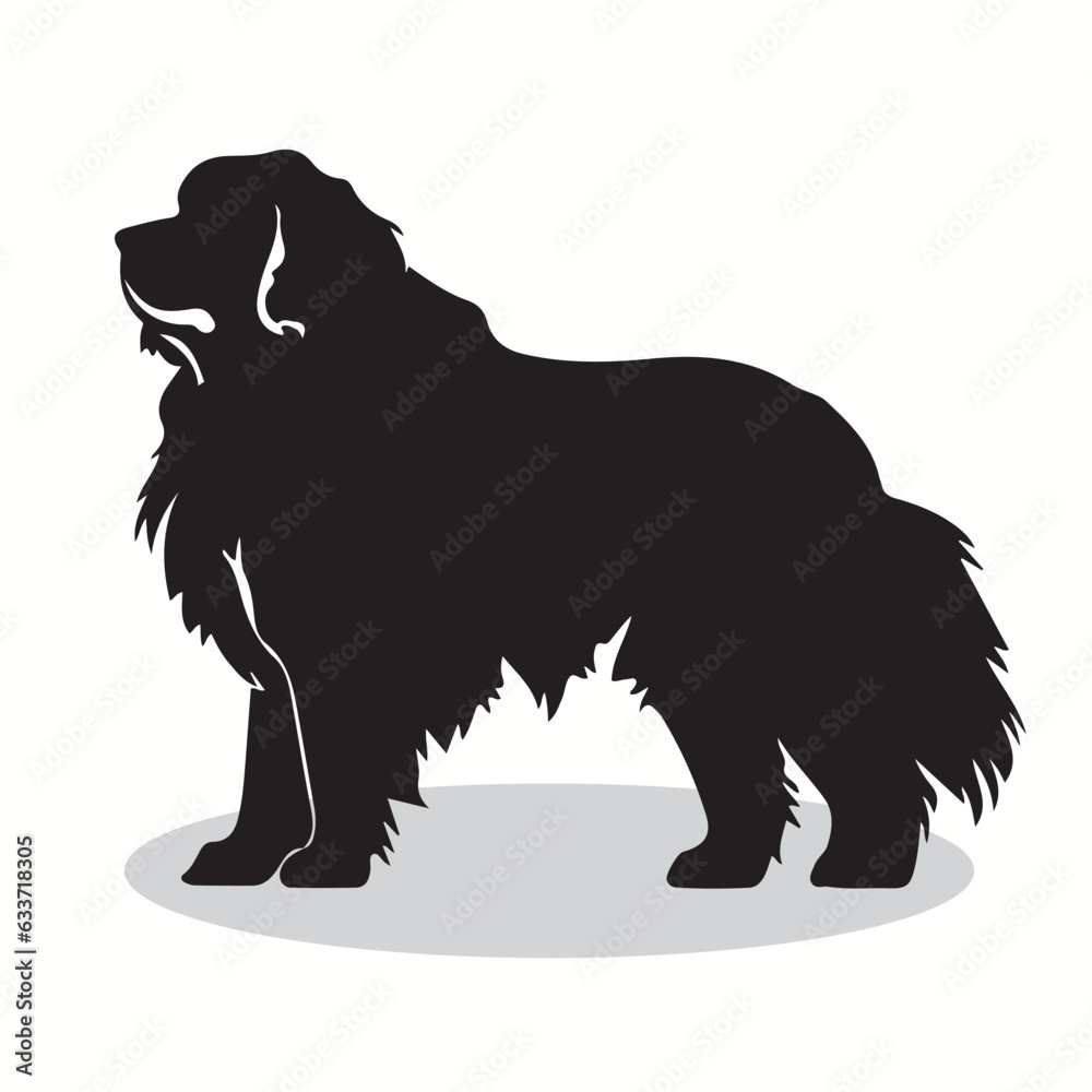 Newfoundland silhouettes and icons. Black flat color simple elegant Newfoundland animal vector and illustration.