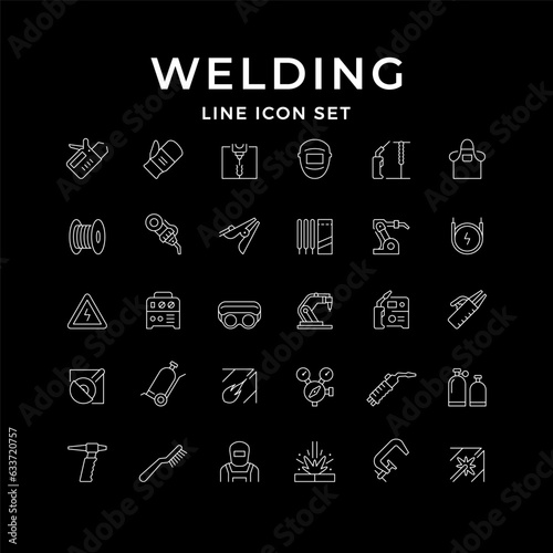 Set line icons of welding