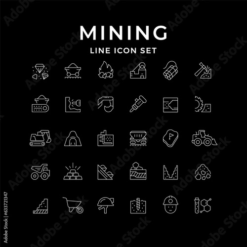 Set line icons of mining industry