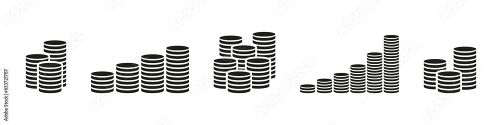 Coin stock icon. Money vector set. Compound interest sign. Banking finannce symbol isolated on white background. Coin stock icon. Money vector set. Compound interest sign. Banking finannce symbol isolated on white background.