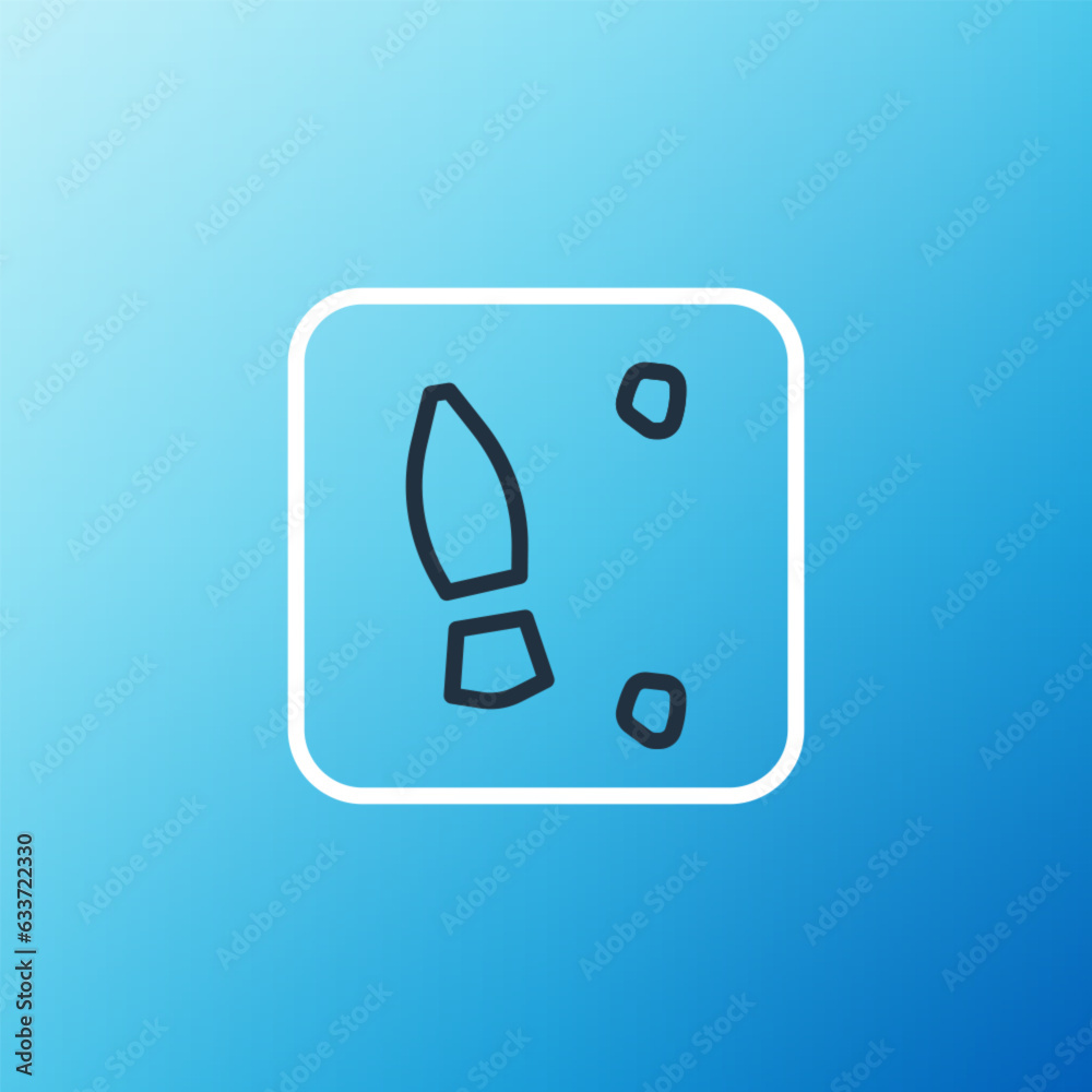 Line Human footprints shoes icon isolated on blue background. Shoes sole. Colorful outline concept. Vector Line Human footprints shoes icon isolated on blue background. Shoes sole. Colorful outline concept. Vector