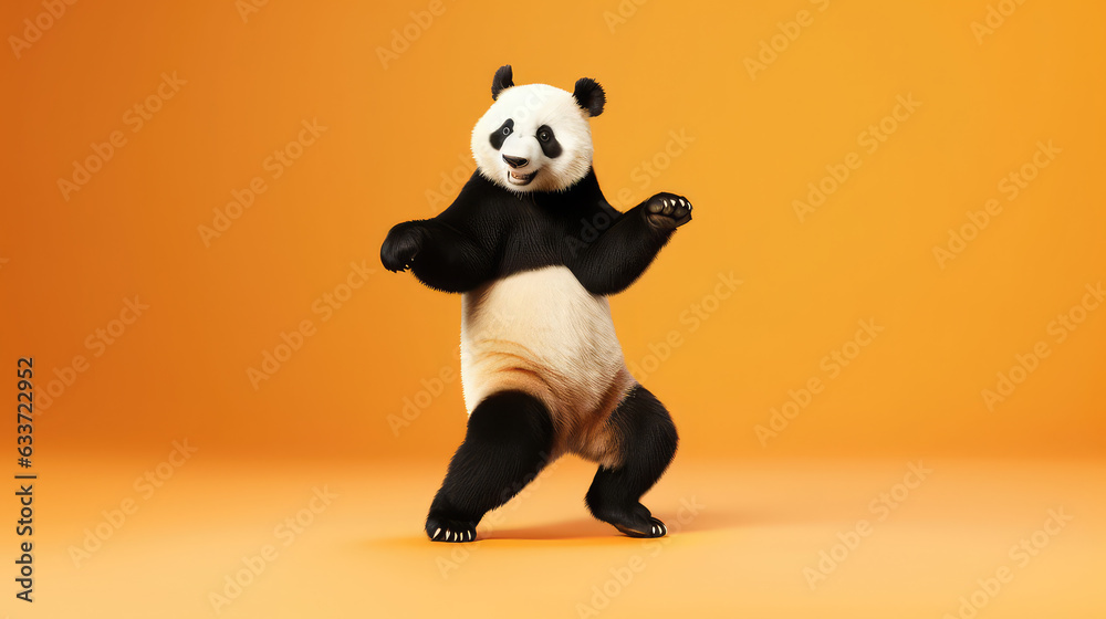 Cool cheerful cartoon style panda dancing salsa