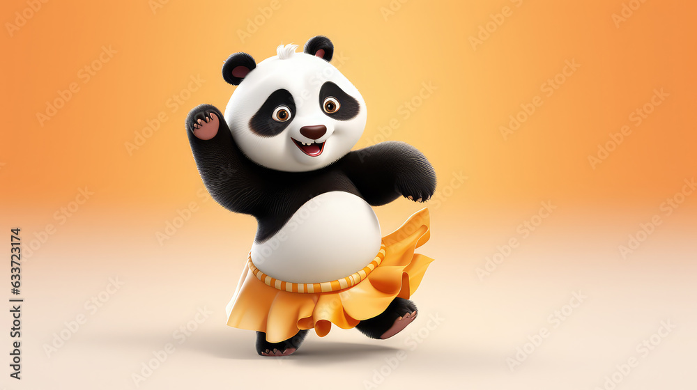 Cool cheerful cartoon style panda dancing salsa Cool cheerful cartoon style panda dancing salsa