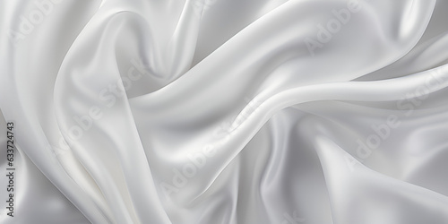 White silk fabric background, Smooth elegant wavy white satin cloth texture background, Abstract smooth white fabric silk or satin texture, Abstract white satin silky cloth background, generative Ai