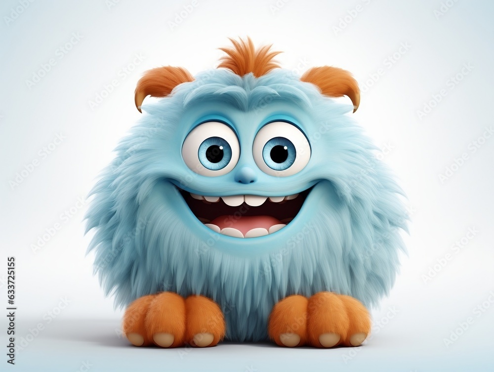 Furry monster with two large eyes and a big nose on white background cute on the first day of school generative ai Furry monster with two large eyes and a big nose on white background cute on the first day of school generative ai