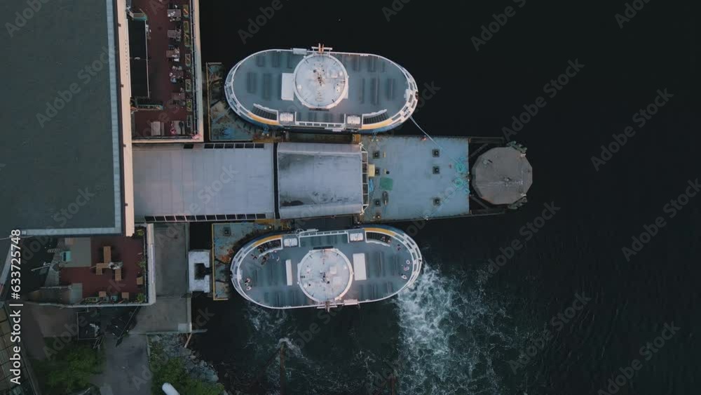 Top View of the Halifax Ferry in Port and People Boarding the Ship, the