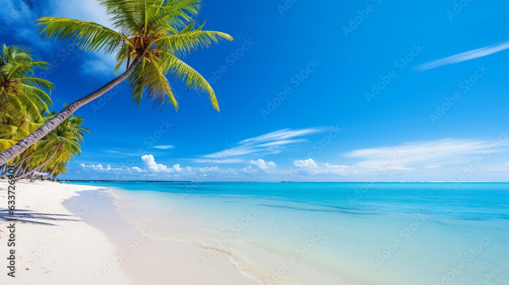A Idyllic Beachscape with Majestic Coconut Palm Trees
