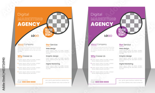 Corporate modern business a4 flyer template design set, perfect for creative professional business, space for photo in background