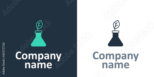 Logotype Plant breeding icon isolated on white background. Plants growing in the test tubes. Organic food ,agriculture and hydroponic. Logo design template element. Vector