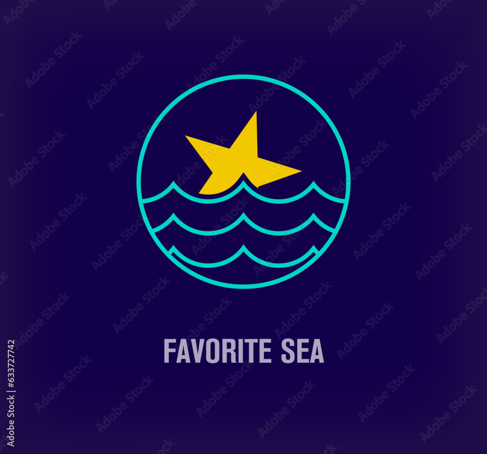 Creative starry loved sea round logo. Unique color transitions. Creative vacation, travel and tour logo template. vector Creative starry loved sea round logo. Unique color transitions. Creative vacation, travel and tour logo template. vector