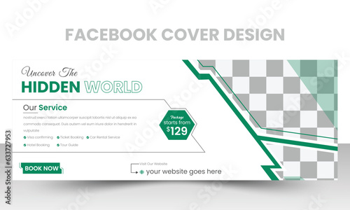  Travel Facebook cover design with creative shape, Travel Web banner for business, social media post design vector elements