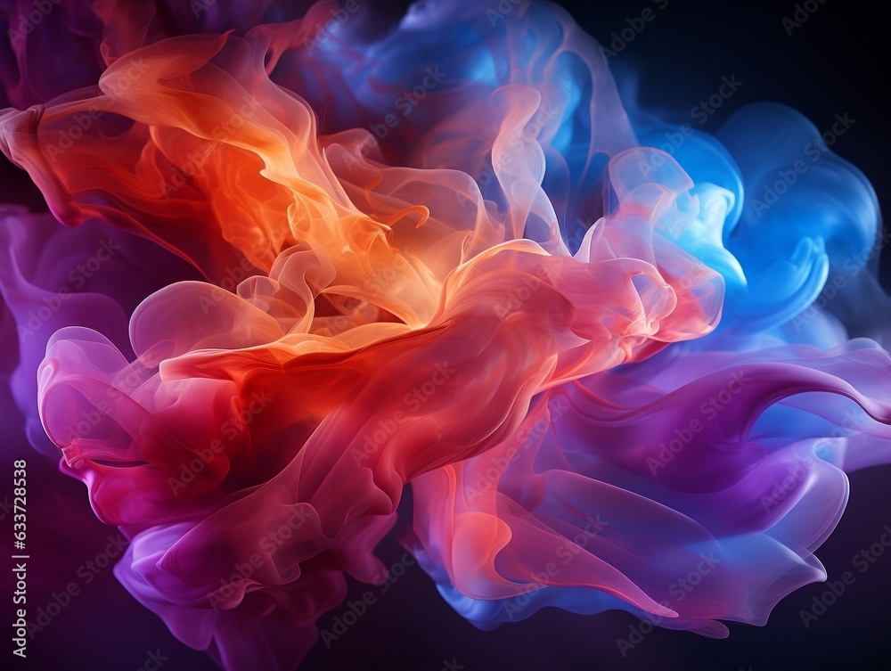 Fototapeta premium Abstract multicolored spreading bright Neon lighted smoke texture background generative ai