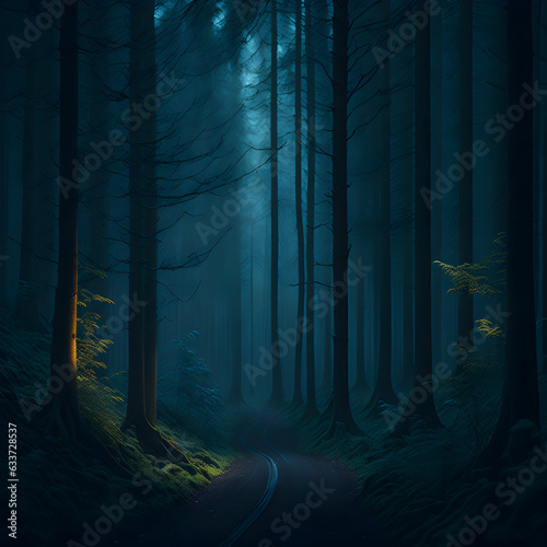 forest in the night photo