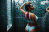 young woman in a shower