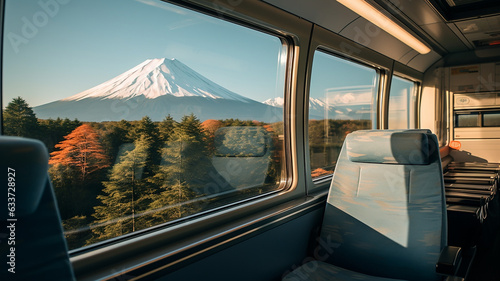 新幹線の窓から見える富士山