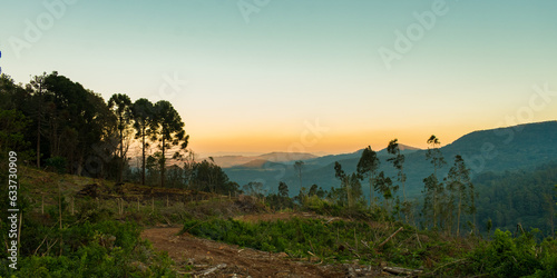 Sunrise in the Carapina valley - countryside of Sao Francisco de Paula, Brazil
