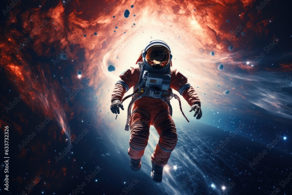 Solitude Among Stars: Lone Astronaut Tethered to Spacecraft, Adrift in the Vastness of Space, Visor Mirroring Galaxies Beyond Generative AI Solitude Among Stars: Lone Astronaut Tethered to Spacecraft, Adrift in the Vastness of Space, Visor Mirroring Galaxies Beyond Generative AI