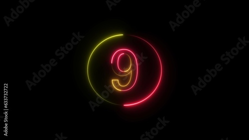 abstract glowing neon counting number text illustration on black background 