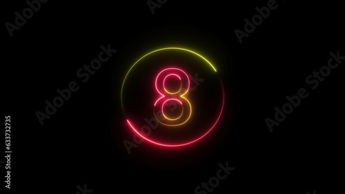 abstract glowing neon counting number text illustration on black background 