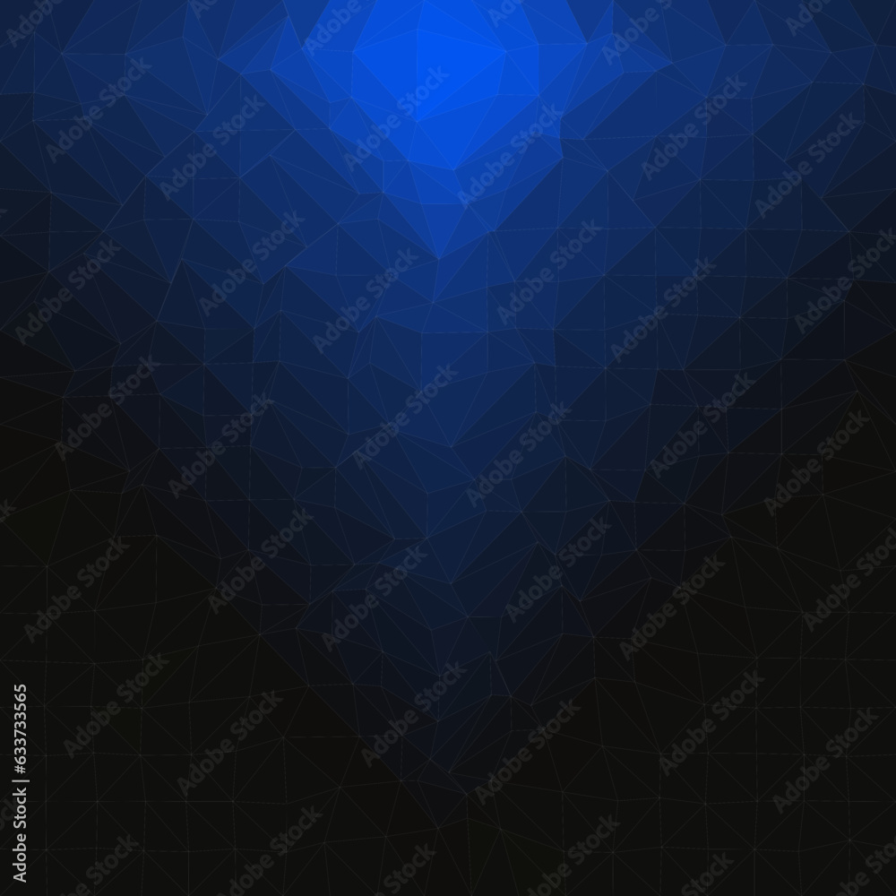 Obraz premium Arrière-plan géométrique abstrait de style low poly avec un dégradé en forme de triangle lumineux allant du bleu vif au noir et bleu foncé