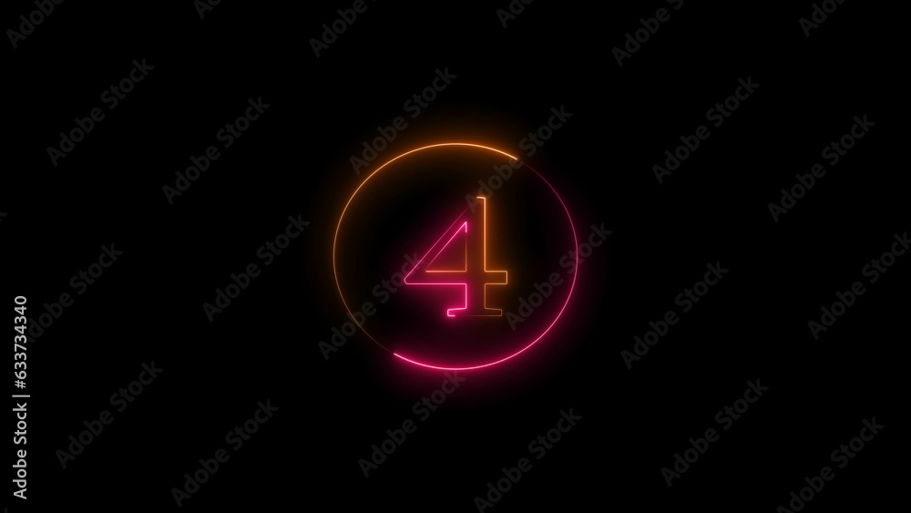 abstract glowing neon count down number illustration 4k abstract glowing neon count down number illustration 4k
