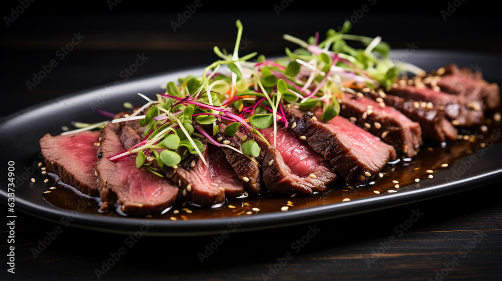 Grilled Beef Steak and Fresh Vegetables Presented on a Delectable Tray Grilled Beef Steak and Fresh Vegetables Presented on a Delectable Tray