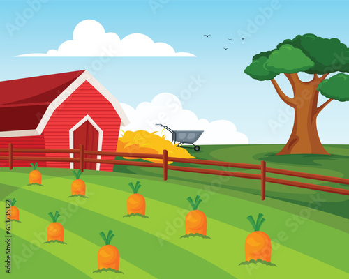 Vector Landscape green fields farmland 