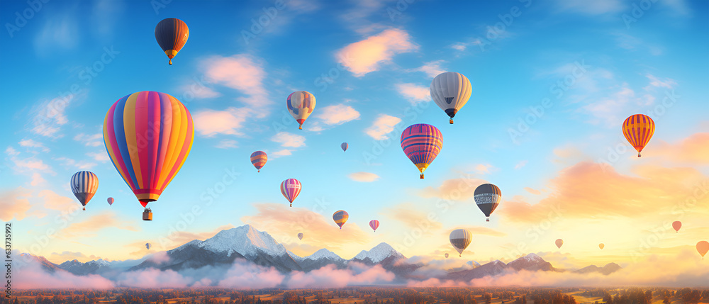 Fototapeta premium hot air balloon in sky, generative ai