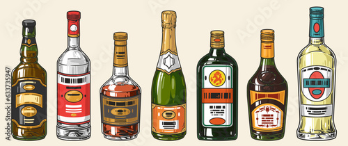Alcohol assortment set sticker colorful