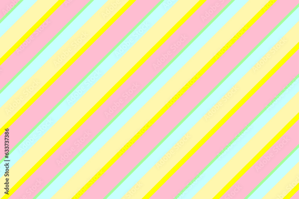 Striped background in trendy light blue, yellow, pink and yellow-green pastel colors.