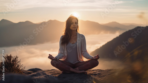 Young Girl Finding Peace in Yoga Meditation Pose
