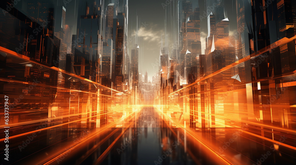 Illustration of a Road Leading to the Enchanted City Lights Illustration of a Road Leading to the Enchanted City Lights