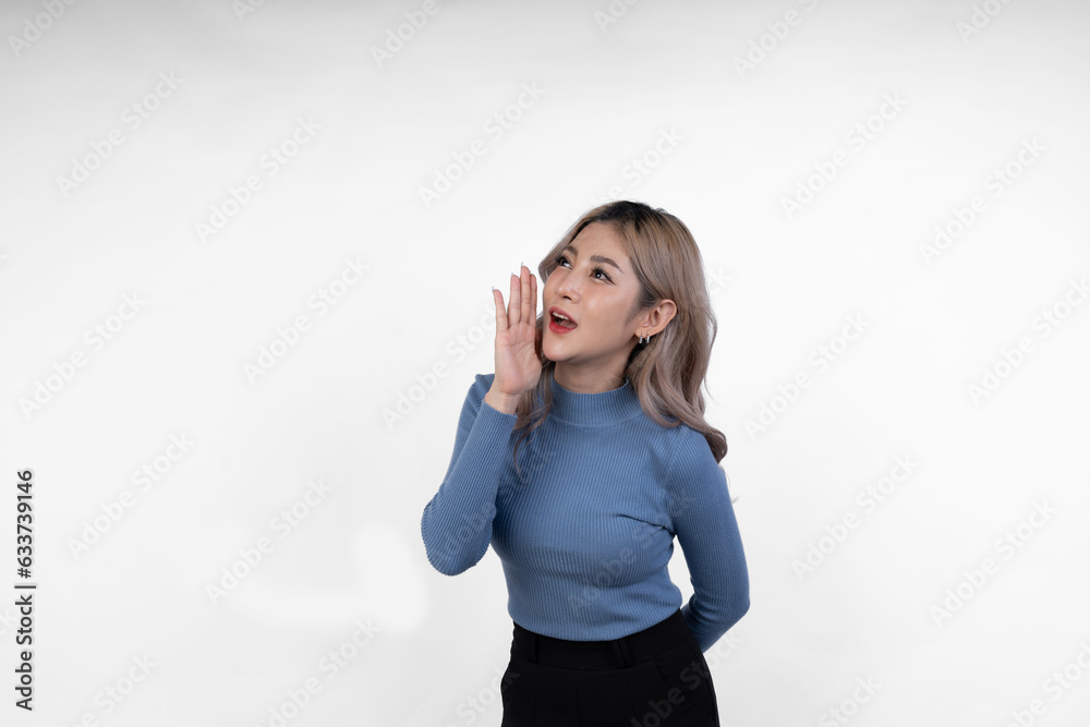 Successful Asian office worker woman poses in various poses on isolated white studio background. Feeling confident happy millennial female internship showing motivation to work startup business ideas Successful Asian office worker woman poses in various poses on isolated white studio background. Feeling confident happy millennial female internship showing motivation to work startup business ideas