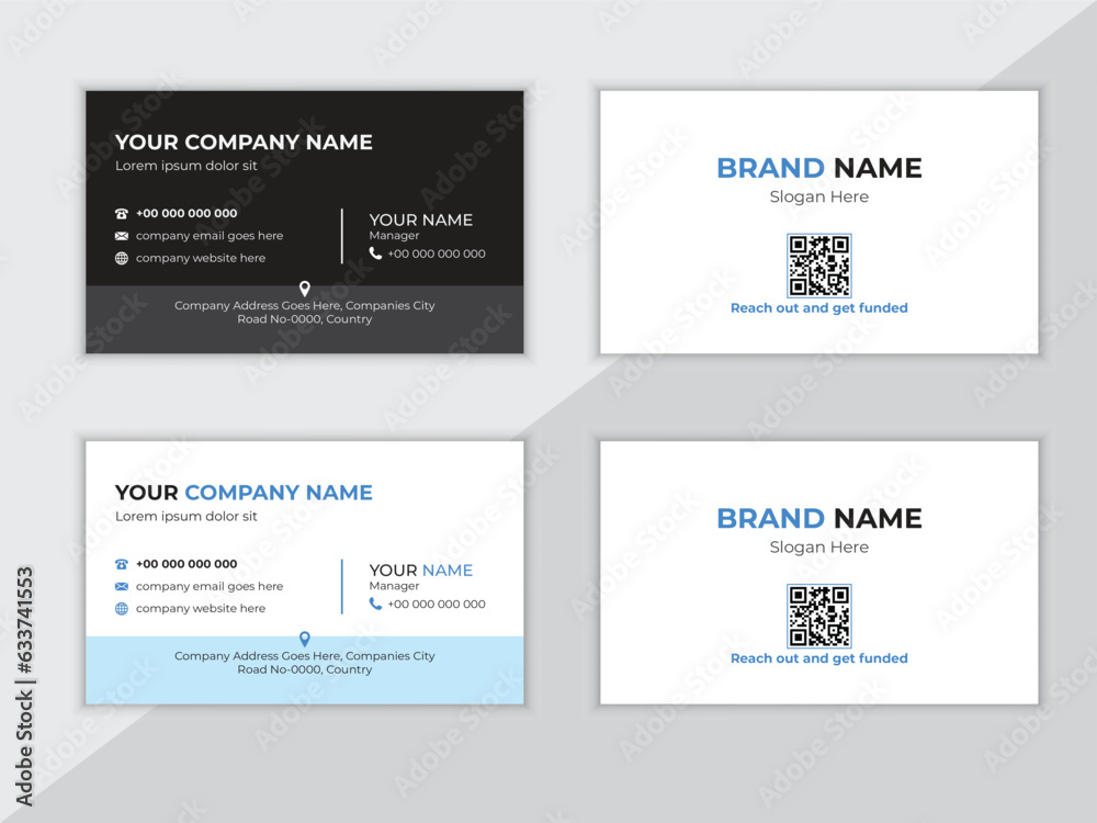 Fototapeta premium Modern business card design of two colors. 
