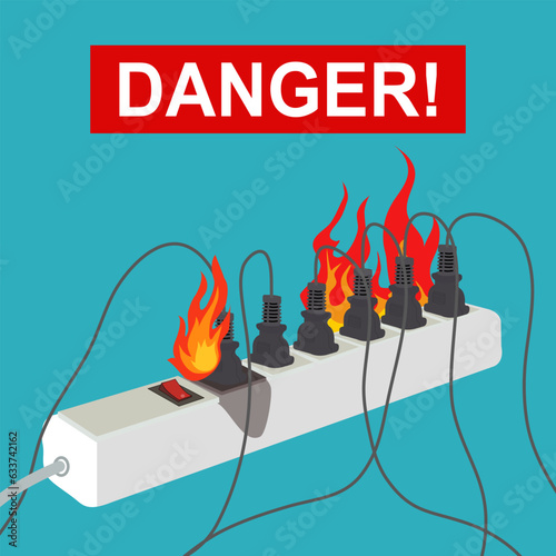 Electrical have overload power until fire is happen. It is dangerous.