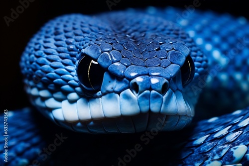 Leinwand Poster Award-Winning Photography of Blue Insular Viper Snake, Generative AI