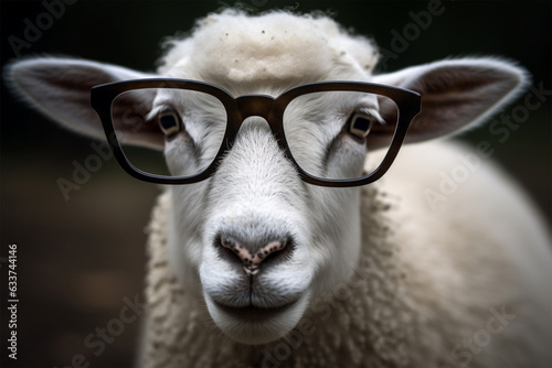 a sheep wearing glasses