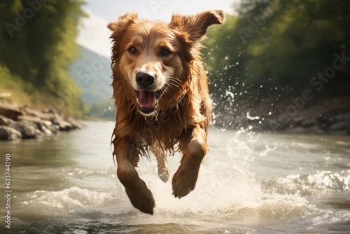 Dog Racing Towards River Generative AI