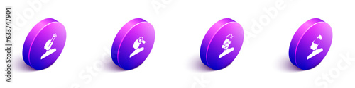 Set Isometric Addiction to the drug, Finding a problem in psychology, Concussion, headache and Solution icon. Vector