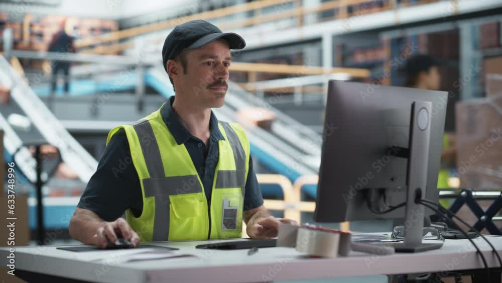 caucasian-male-stocking-associate-using-desktop-computer-to-check