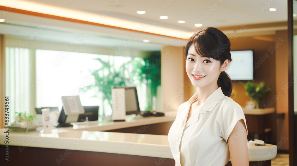 受付の笑顔の女性 受付の笑顔の女性